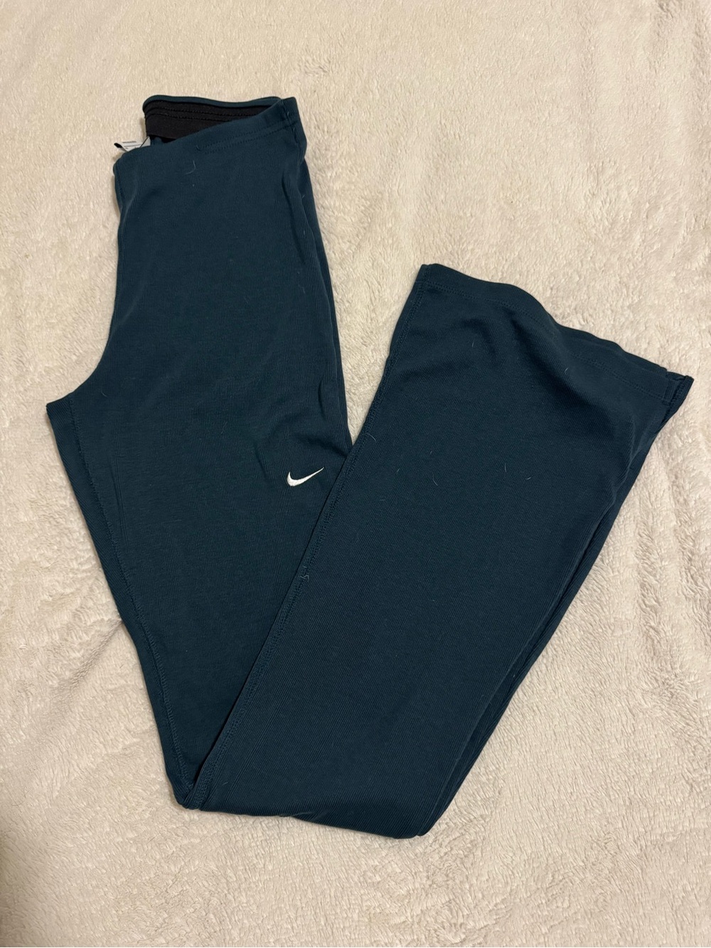 Nike Dark teal flare Athletic Leggings with White Swoosh